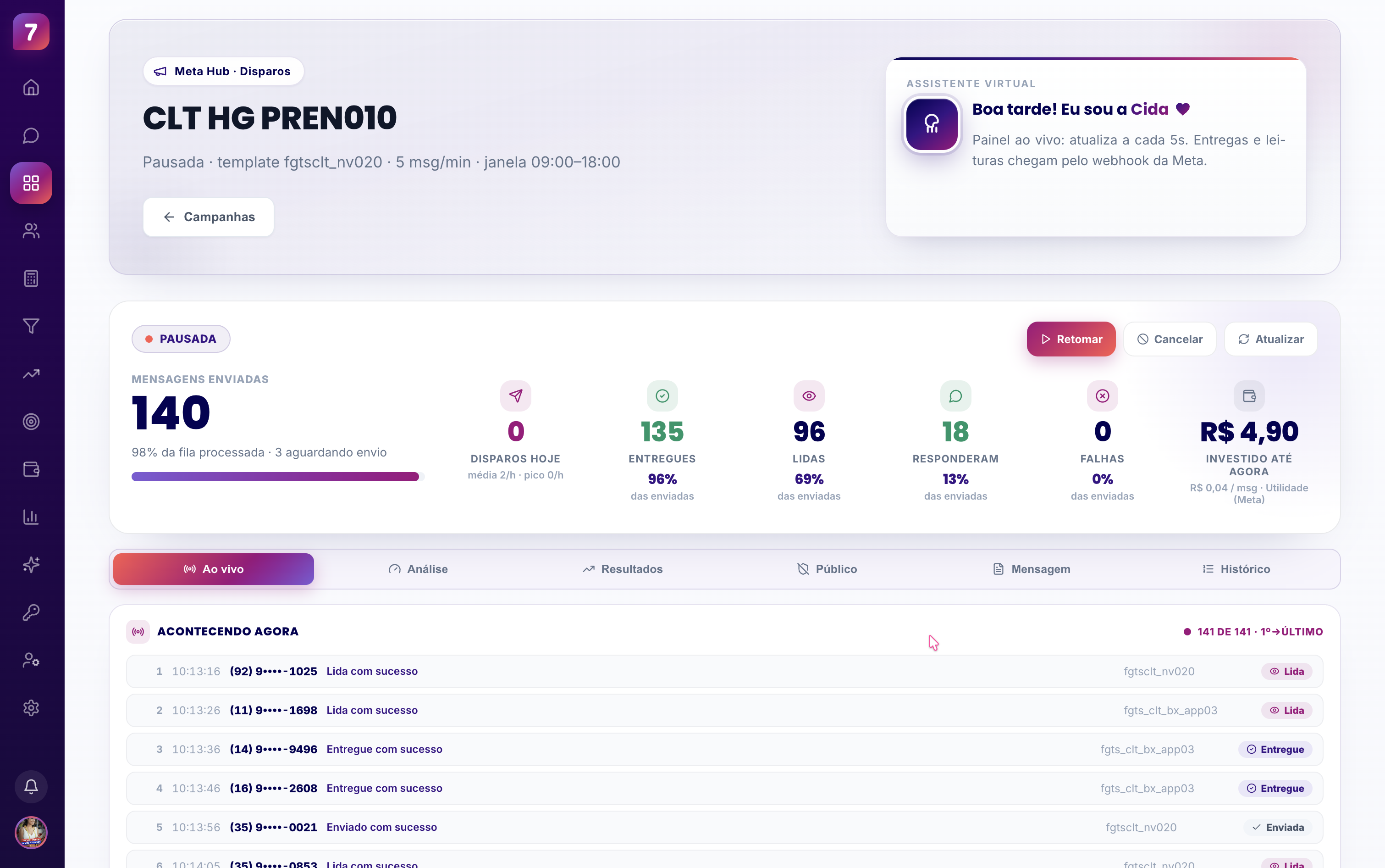 SevenFlow: campanhas e disparos
